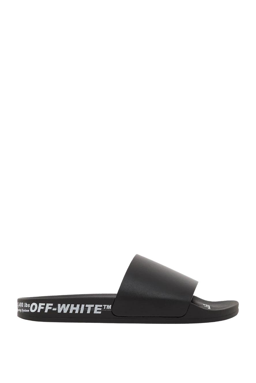 Off-White мужские шлепанцы с логотипом черные кожаные 187278 - фото 1