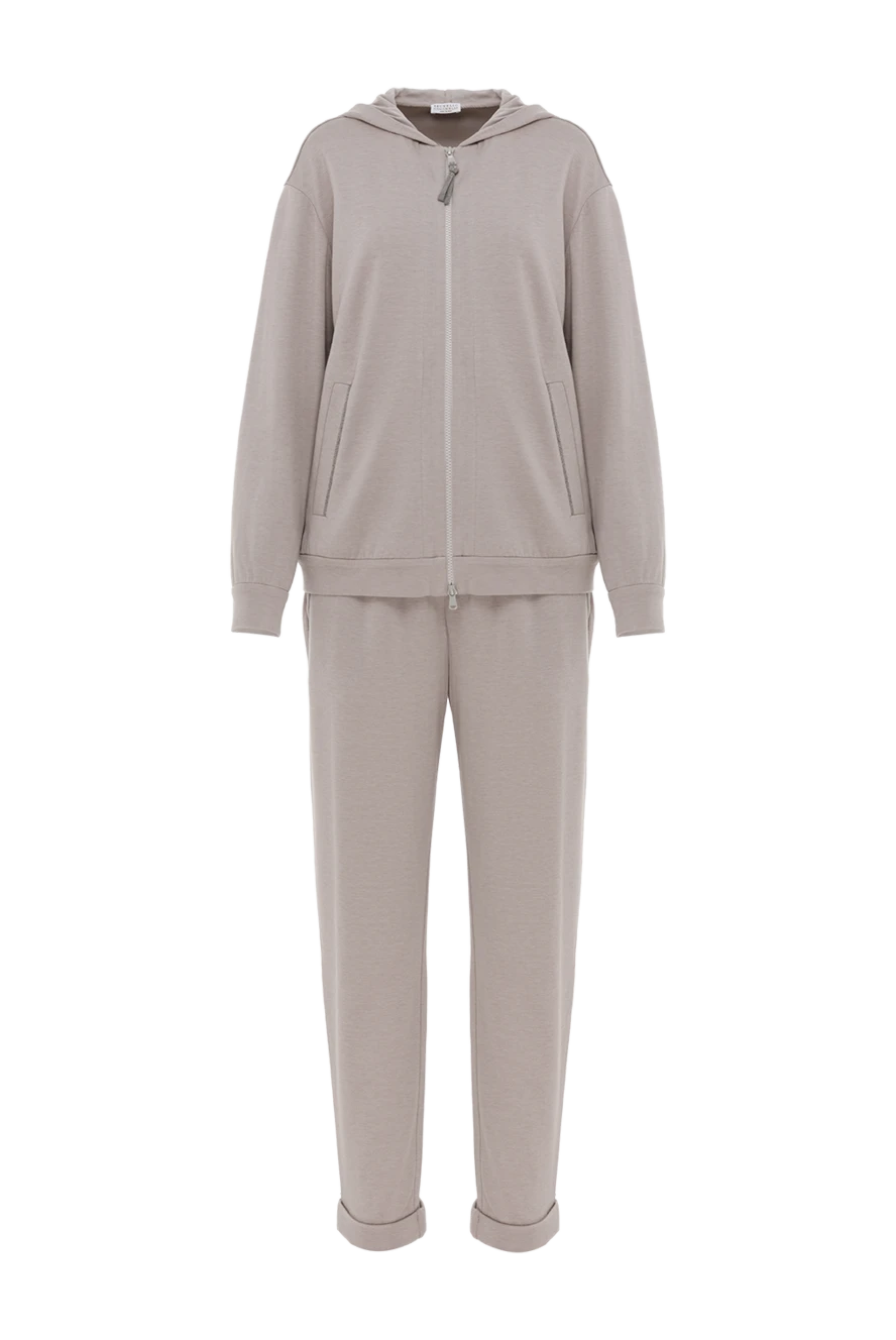 Brunello Cucinelli sports suit made of cotton and silk with a hood gray 187308 - photo 1