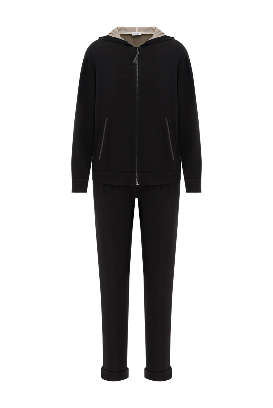 Brunello Cucinelli спортивный костюм из хлопка и шелка с капюшоном черный 187309 - фото 1