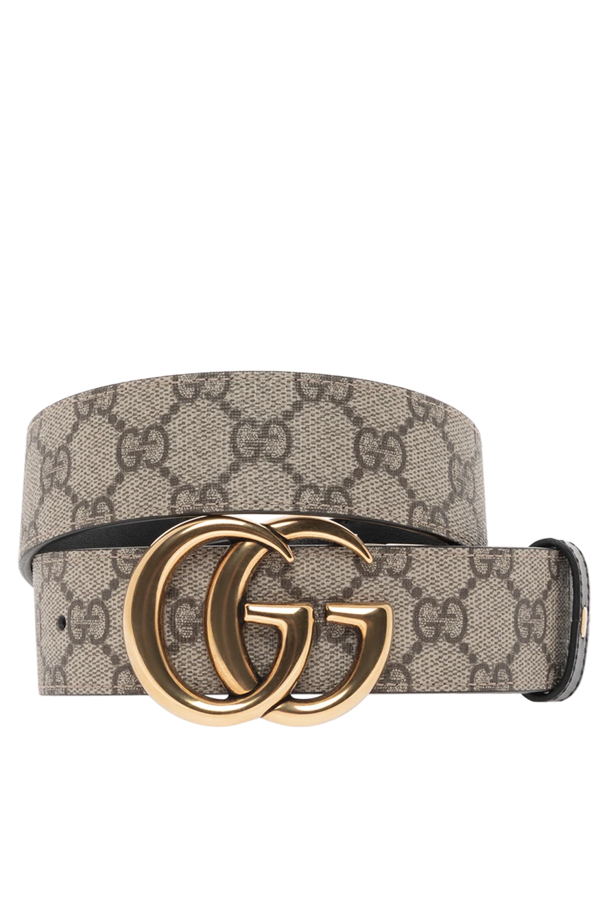 Gucci жіночий бежевий двосторонній ремінь gg marmont монограмним принтом 187348 - фото 1