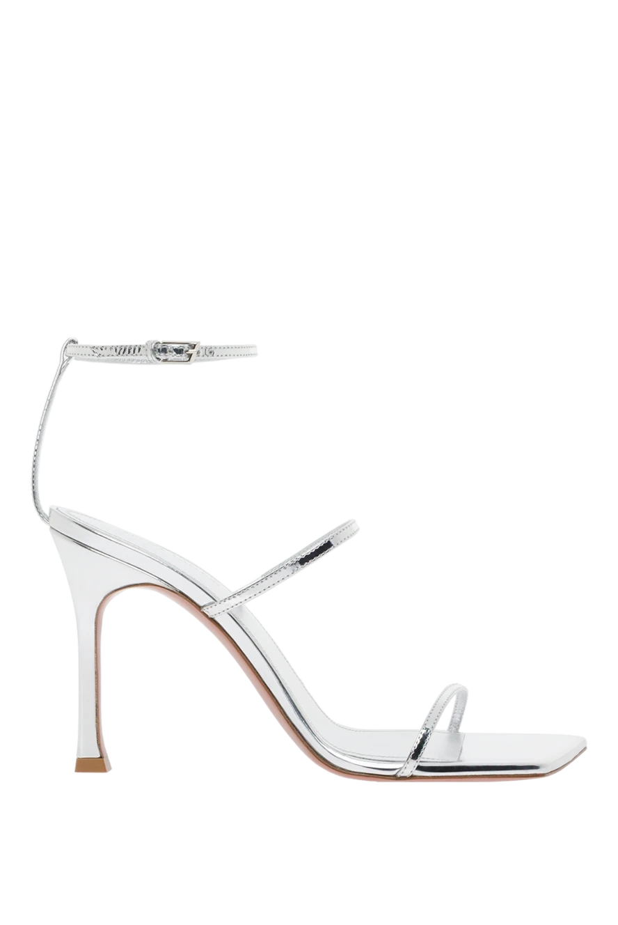 Amina Muaddi босоніжки maya на високих підборах сріблястого кольору. 187350 - фото 1