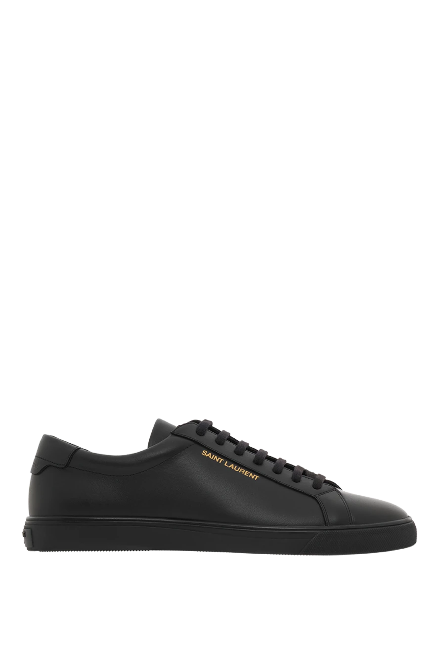 Saint Laurent чоловічі снікери andy чорні шкіряні з логотипом 187357 - фото 1