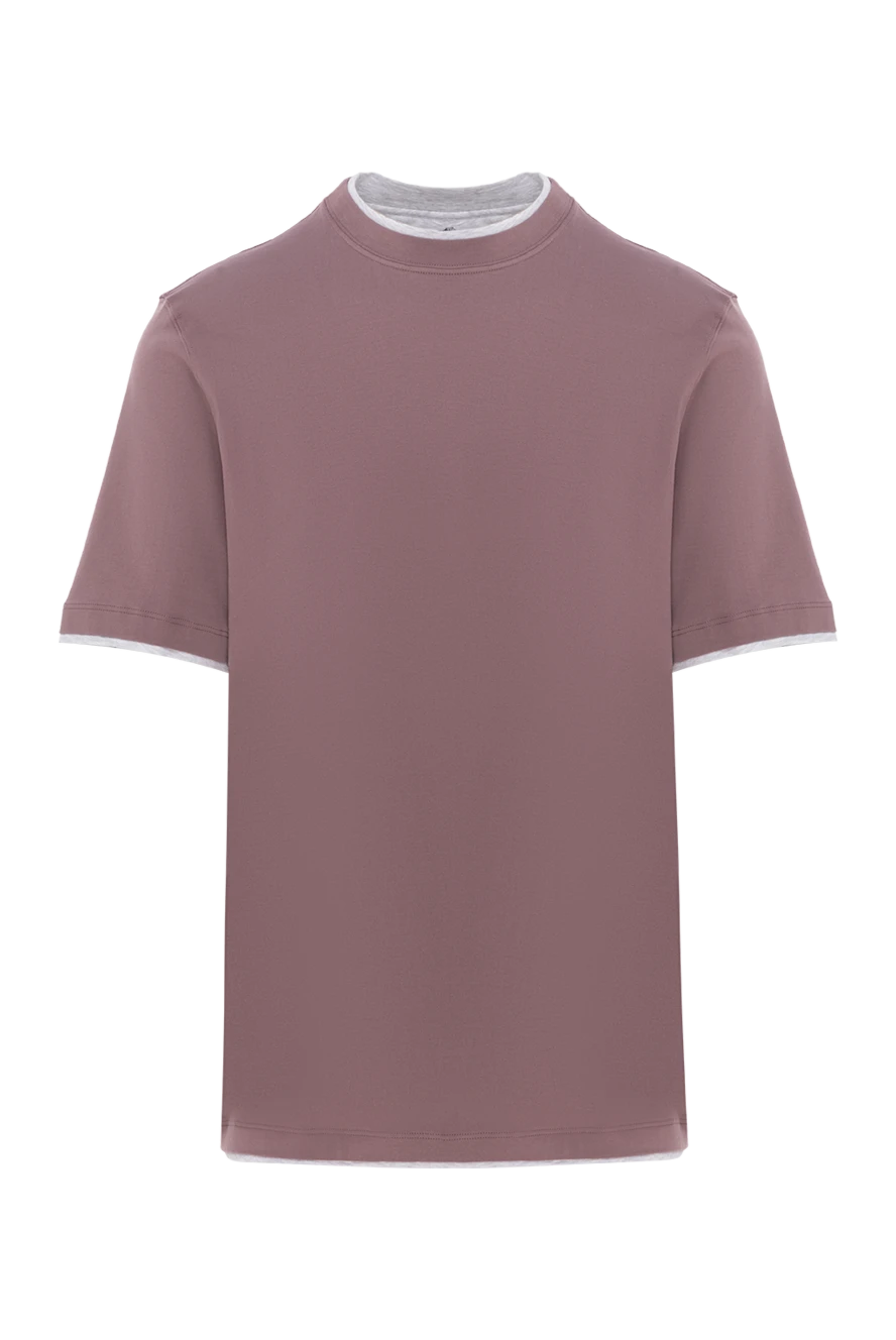 Brunello Cucinelli men's lilac cotton t-shirt with piping 187378 - photo 1