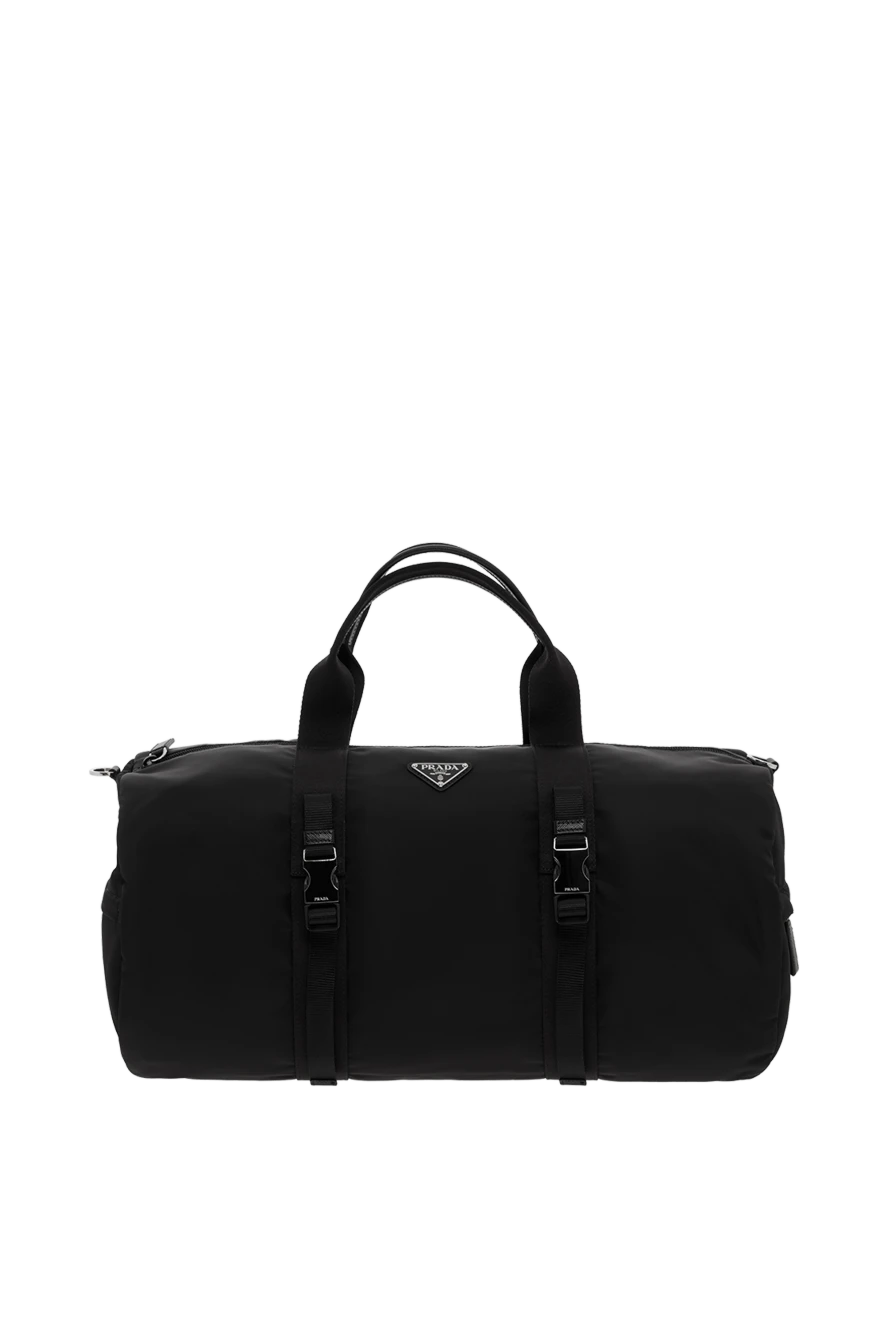 Prada спортивная сумка из re-nylon и кожи saffiano черная 187459 - фото 1