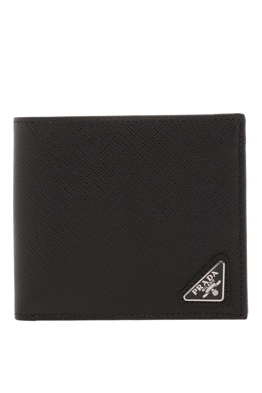 Prada коротки складной кошелек из сафьяновой кожи черный мужской 187462 - фото 1