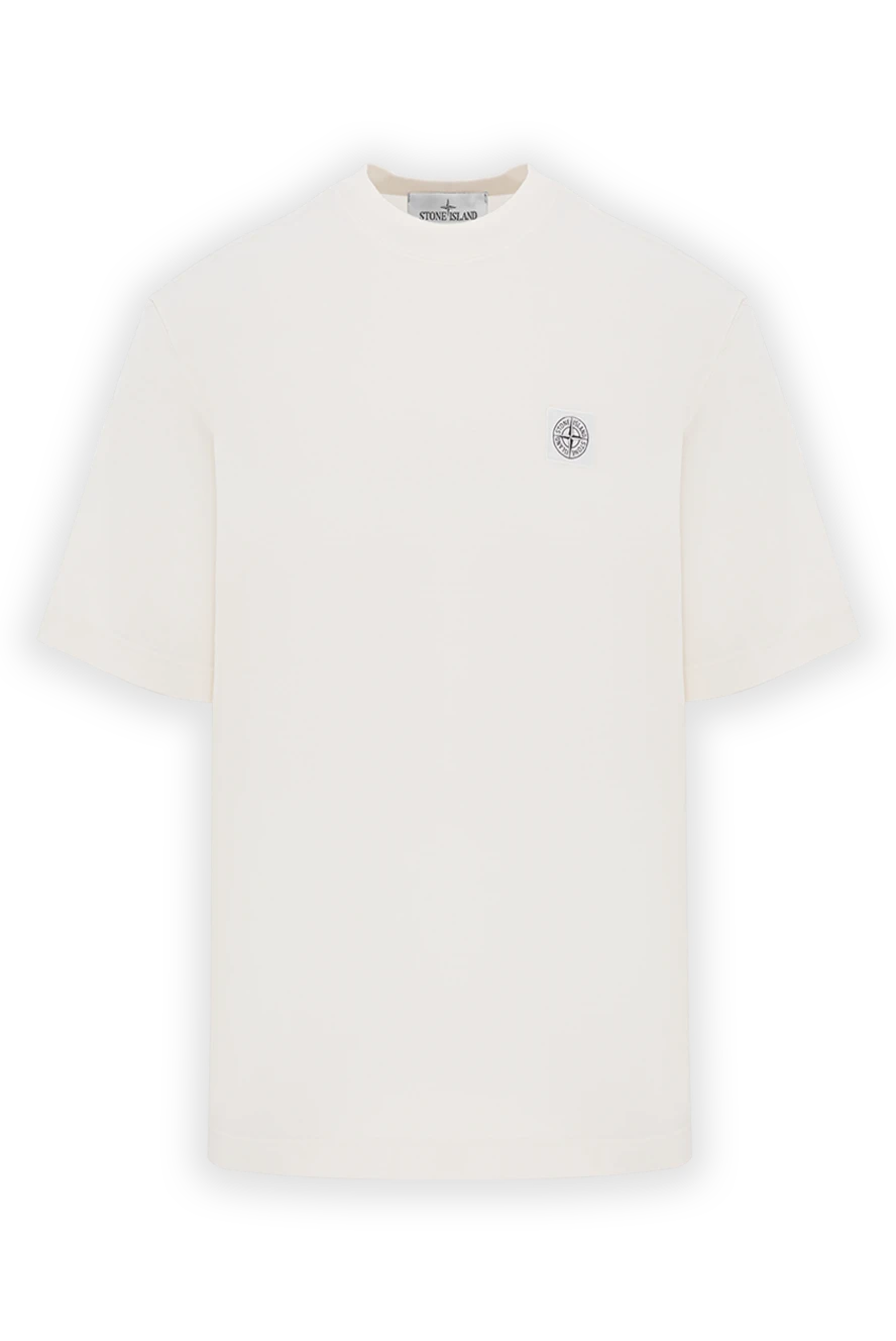 Stone Island футболка белая из хлопкового джерси с нашивкой compass 187511 - фото 1