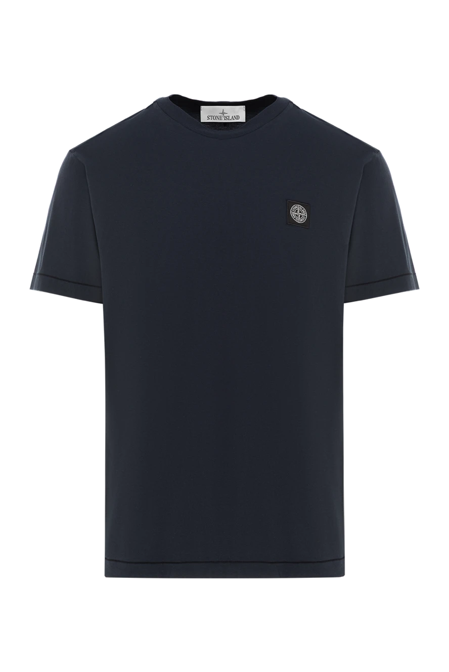 Stone Island футболка синя з бавовняного джерсі з нашивкою compass (уцінка) 196987 - фото 1