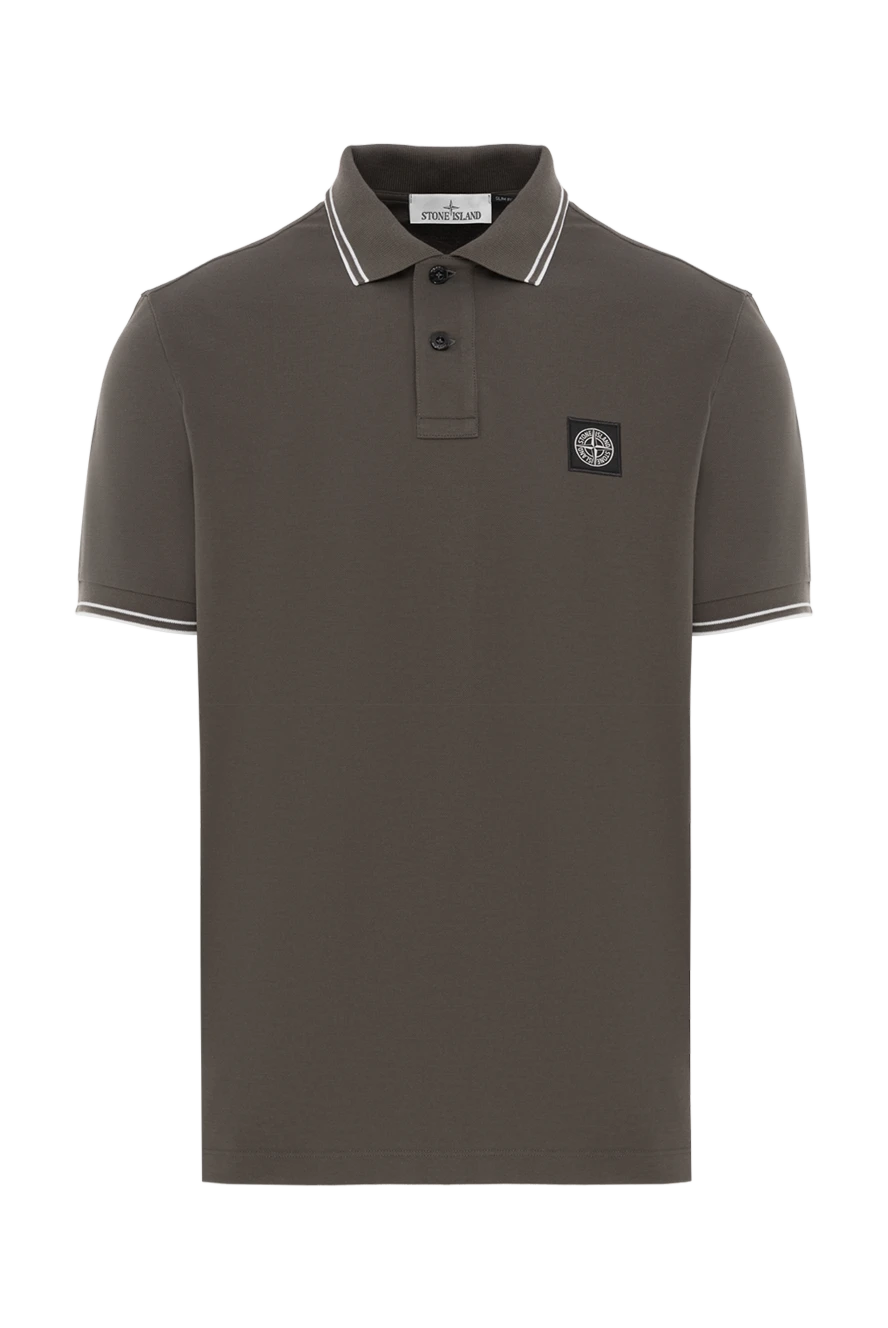 Stone Island зелене поло з логотипом і біла окантовка з бавовни 187514 - фото 1