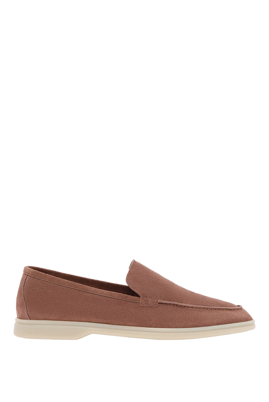 Cesare di Napoli casimiro men's suede loafers brown with white sole 187515 - photo 1