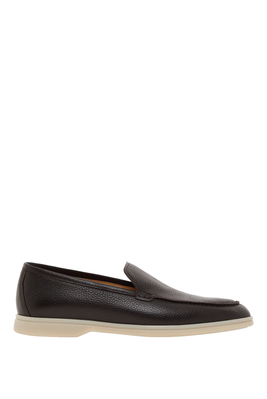 Cesare di Napoli brown italian men's loafers made of grained leather 187524 - photo 1