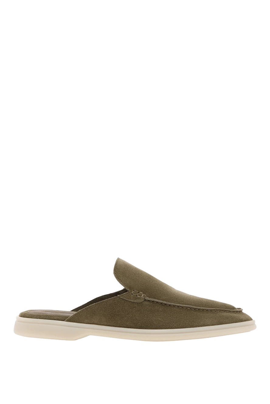 Cesare di Napoli green suede flip flops with white soles 187535 - photo 1