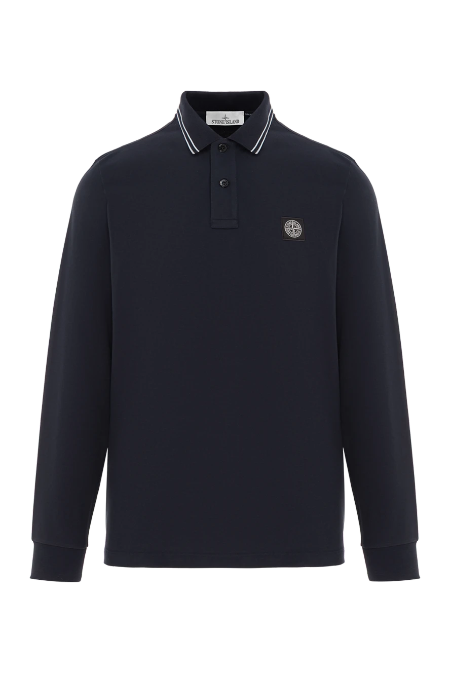 Stone Island long sleeve cotton polo with logo blue 187547 - photo 1