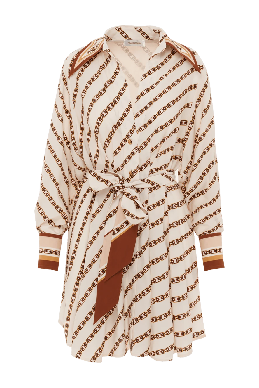 Beige mini shirtdress with pintucks