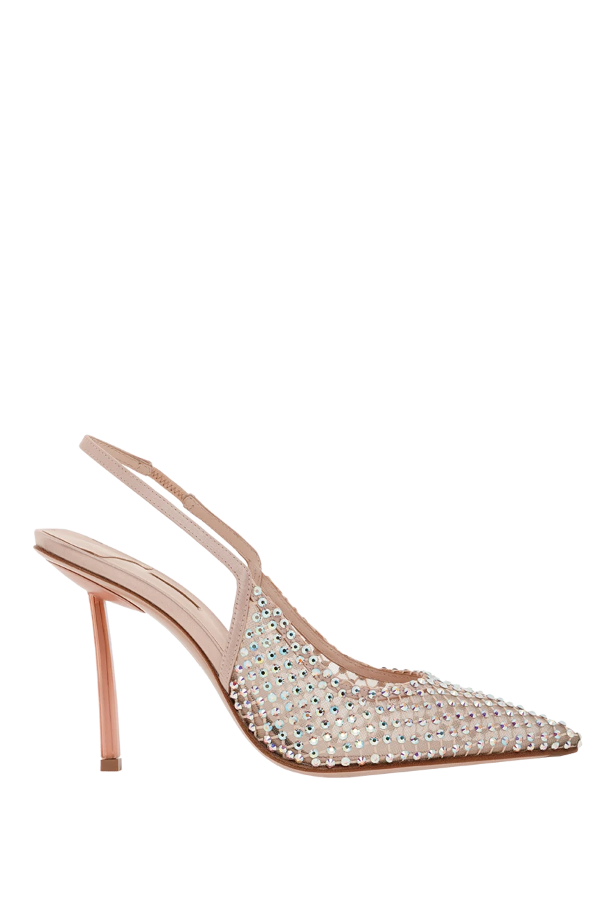Le Silla nude gilda crystal mesh peep toe pumps 187643 - photo 1