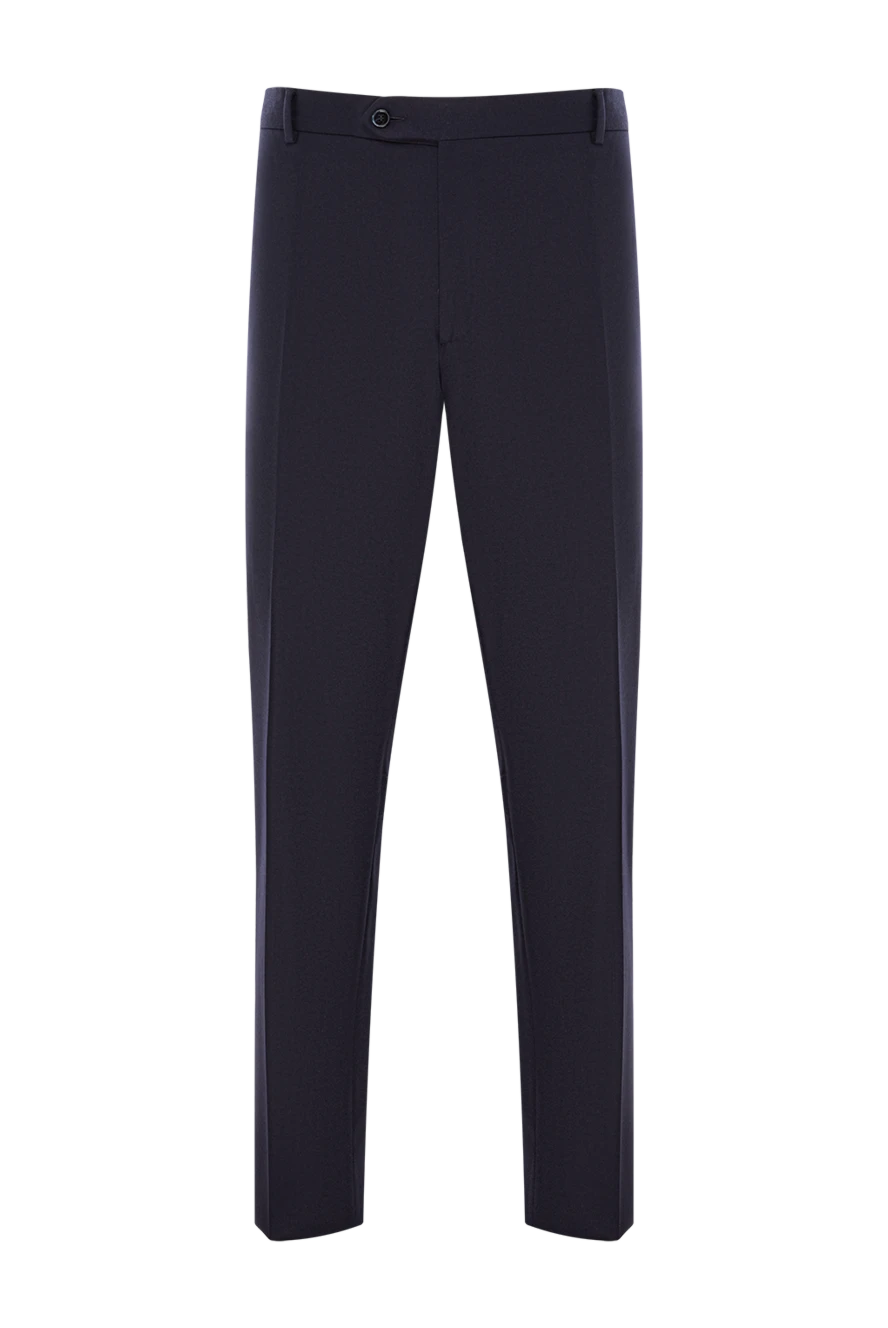 Lubiam штани темно-сині з вовни з класичною застібкою та прорізними кишенями 187704 - фото 1