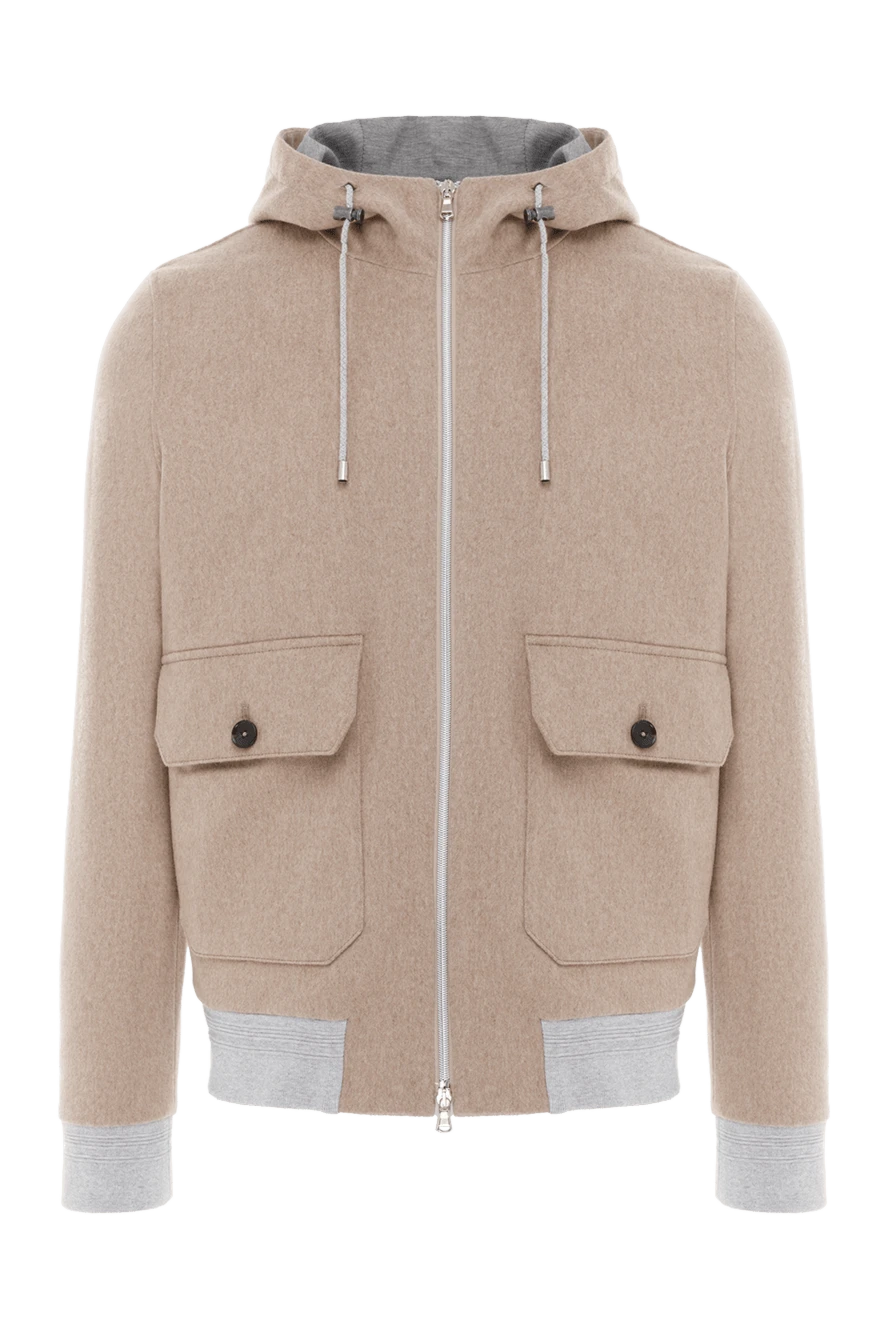 Lubiam бежева вовняна куртка з накладними кишенями та капюшоном 187716 - фото 1