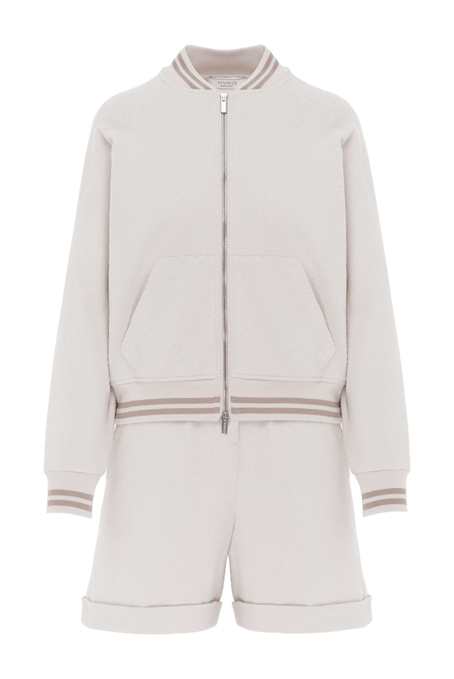 Peserico костюм бомбер з шортами бежевий з бавовни 187740 - фото 1