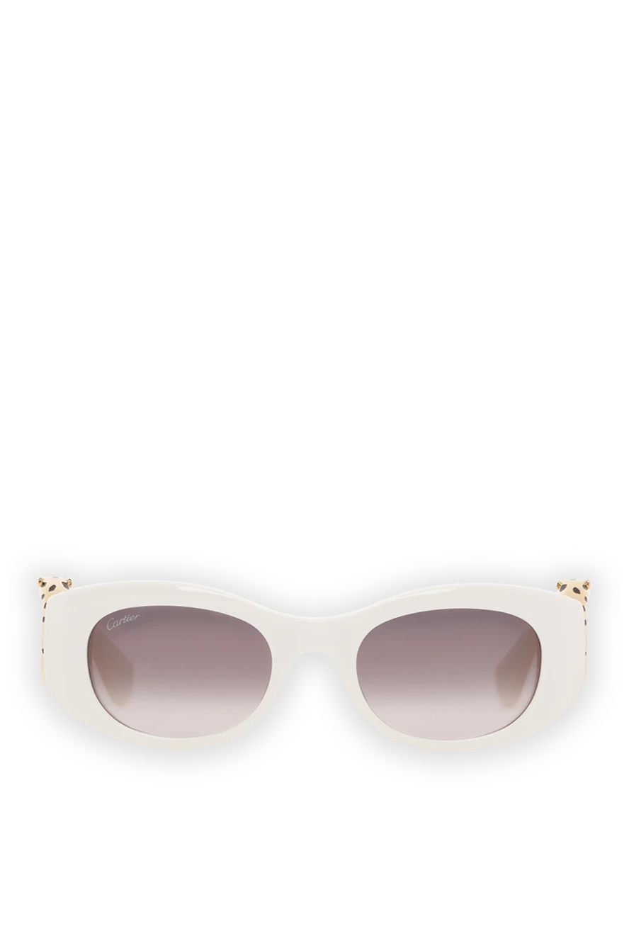 Cartier білі окуляри для захисту від сонця panthere із золотистим оздобленням 187764 - фото 1