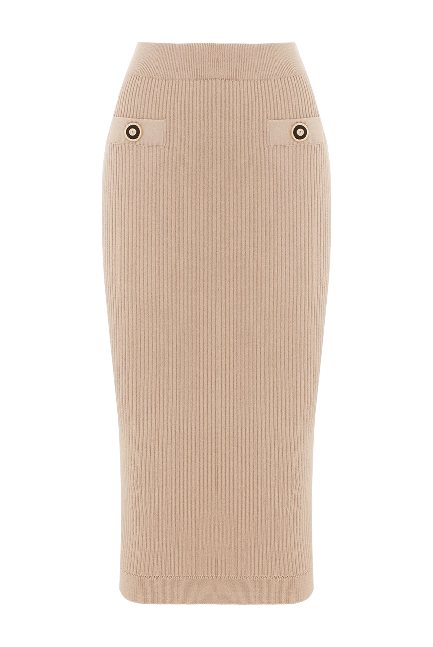 Balmain beige smooth elastic midi skirt 187790 - photo 1