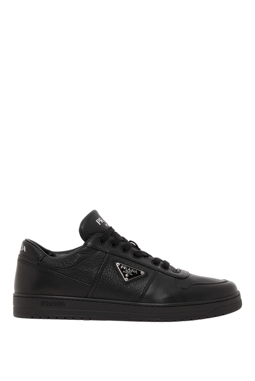 Prada кроссовки с логотипом мужские из натуральной кожи черные 187877 - фото 1