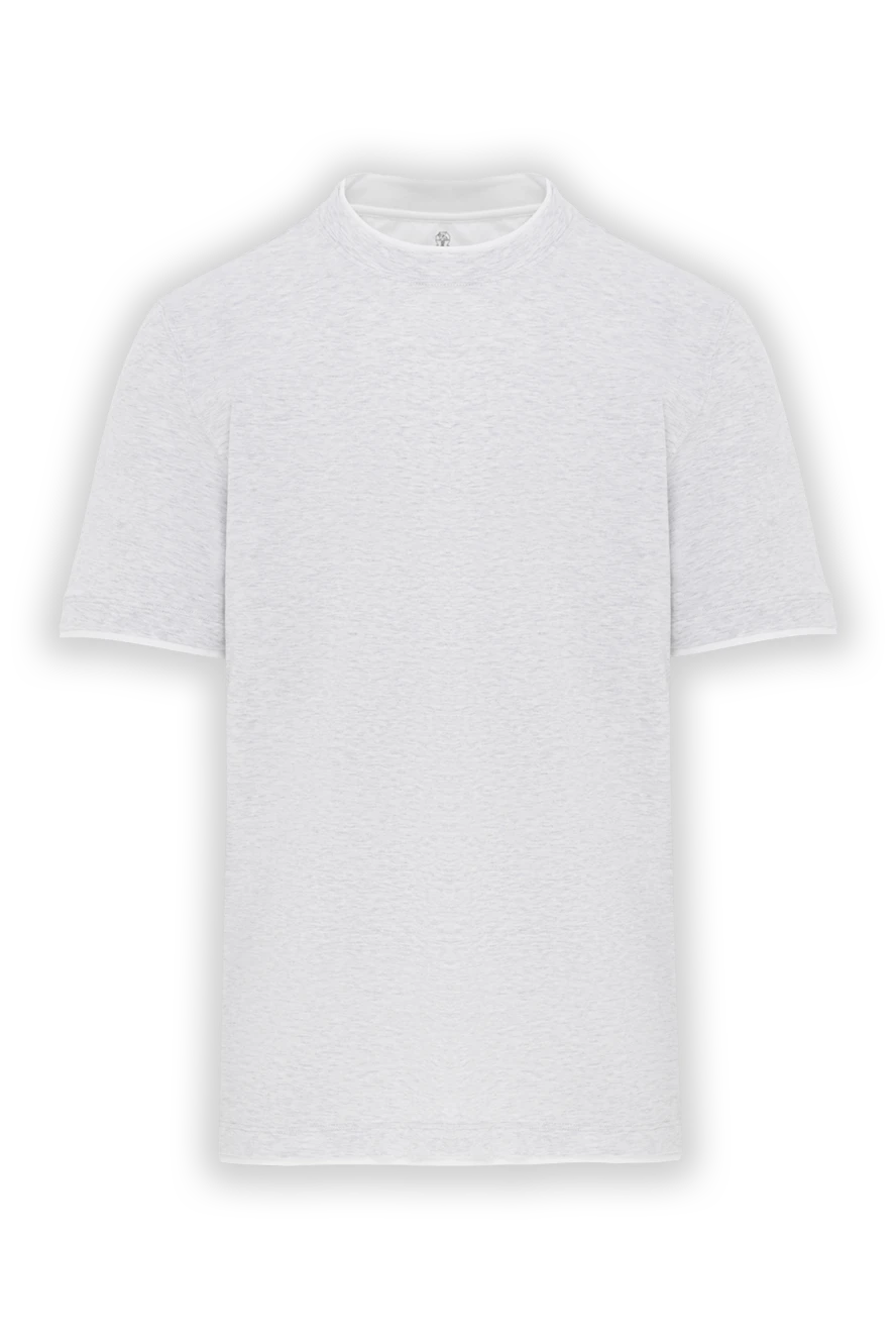 Brunello Cucinelli men's light gray cotton t-shirt with piping 187884 - photo 1