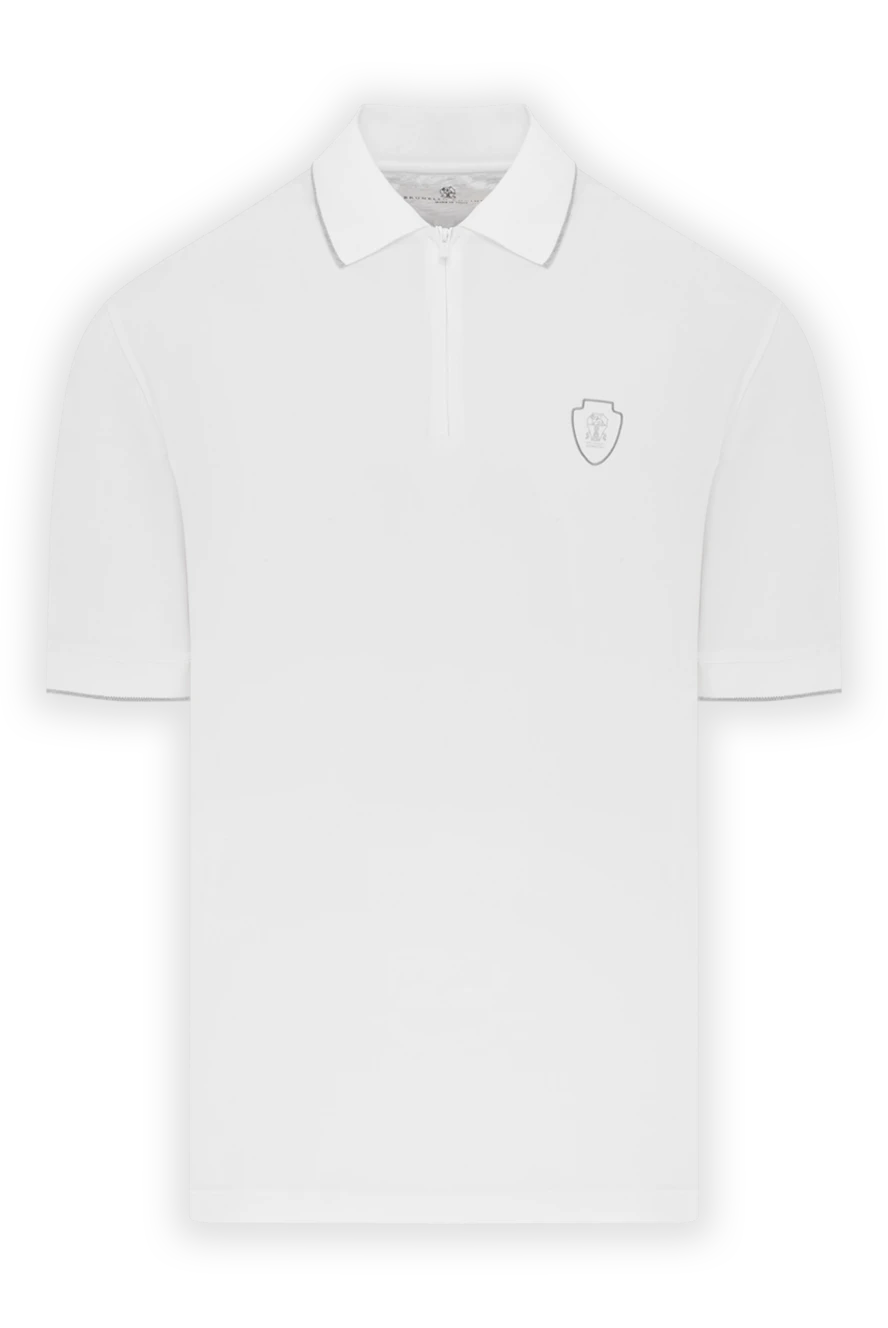 Brunello Cucinelli white men's polo with zipper with logo 187886 - photo 1