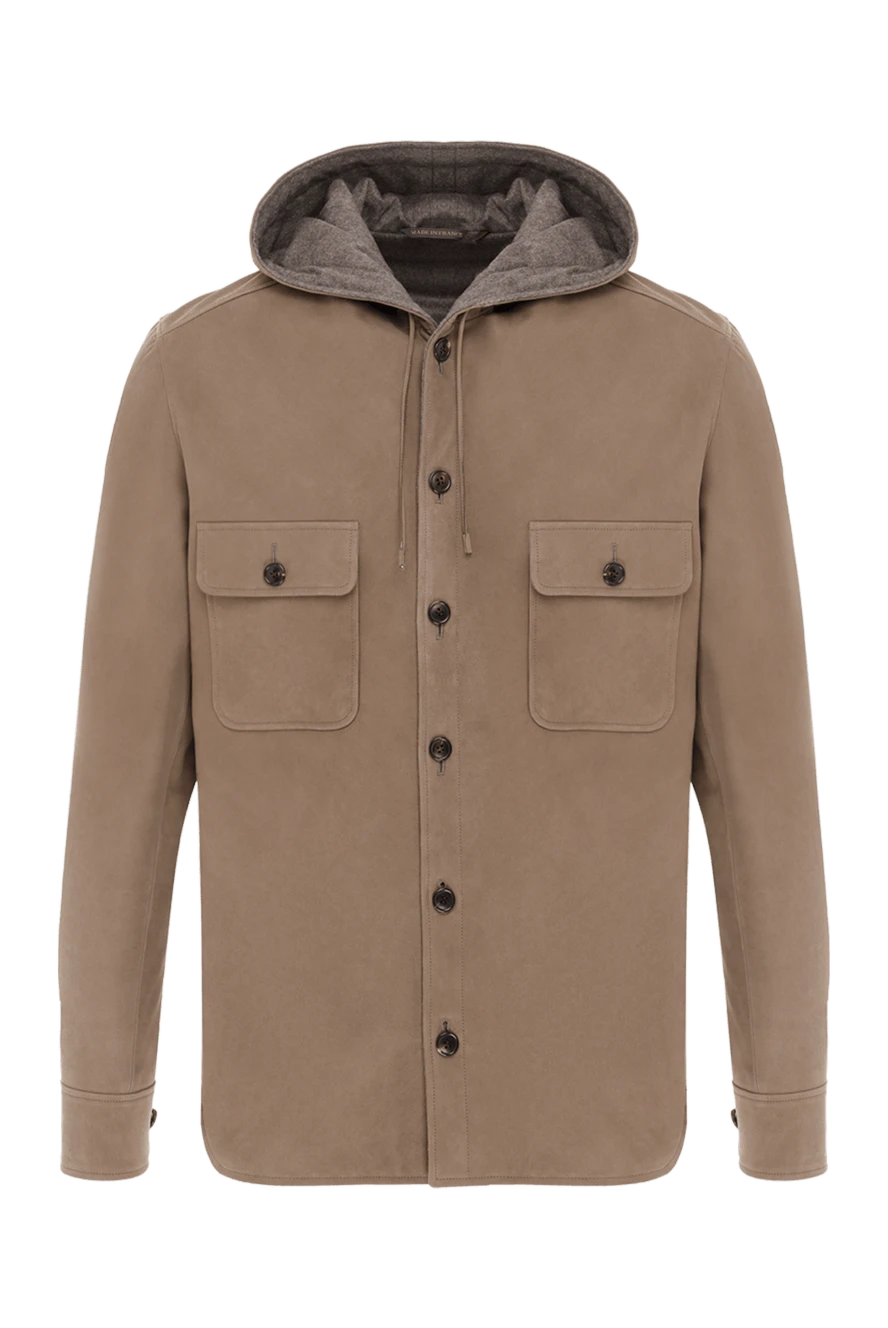 Seraphin утеплена шкіряна куртка з капюшоном коричнева чоловіча 187899 - фото 1