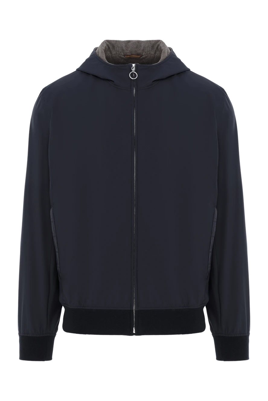 Seraphin синя куртка з капюшоном та обробкою зі шкіри крокодила 187901 - фото 1