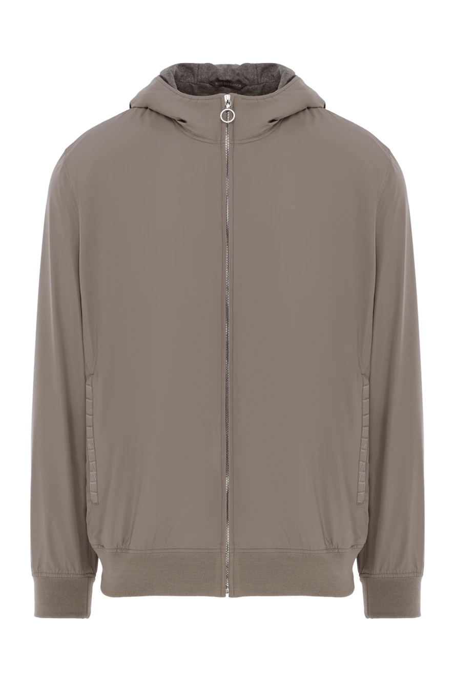 Seraphin бежева куртка з капюшоном та обробкою зі шкіри крокодила 187902 - фото 1