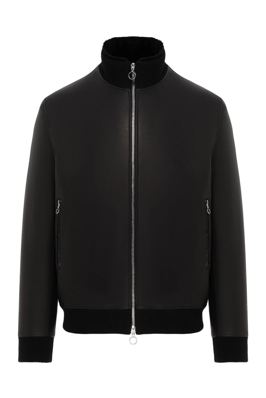 Seraphin куртка чорна чоловіча з натуральної шкіри та хутра 187910 - фото 1