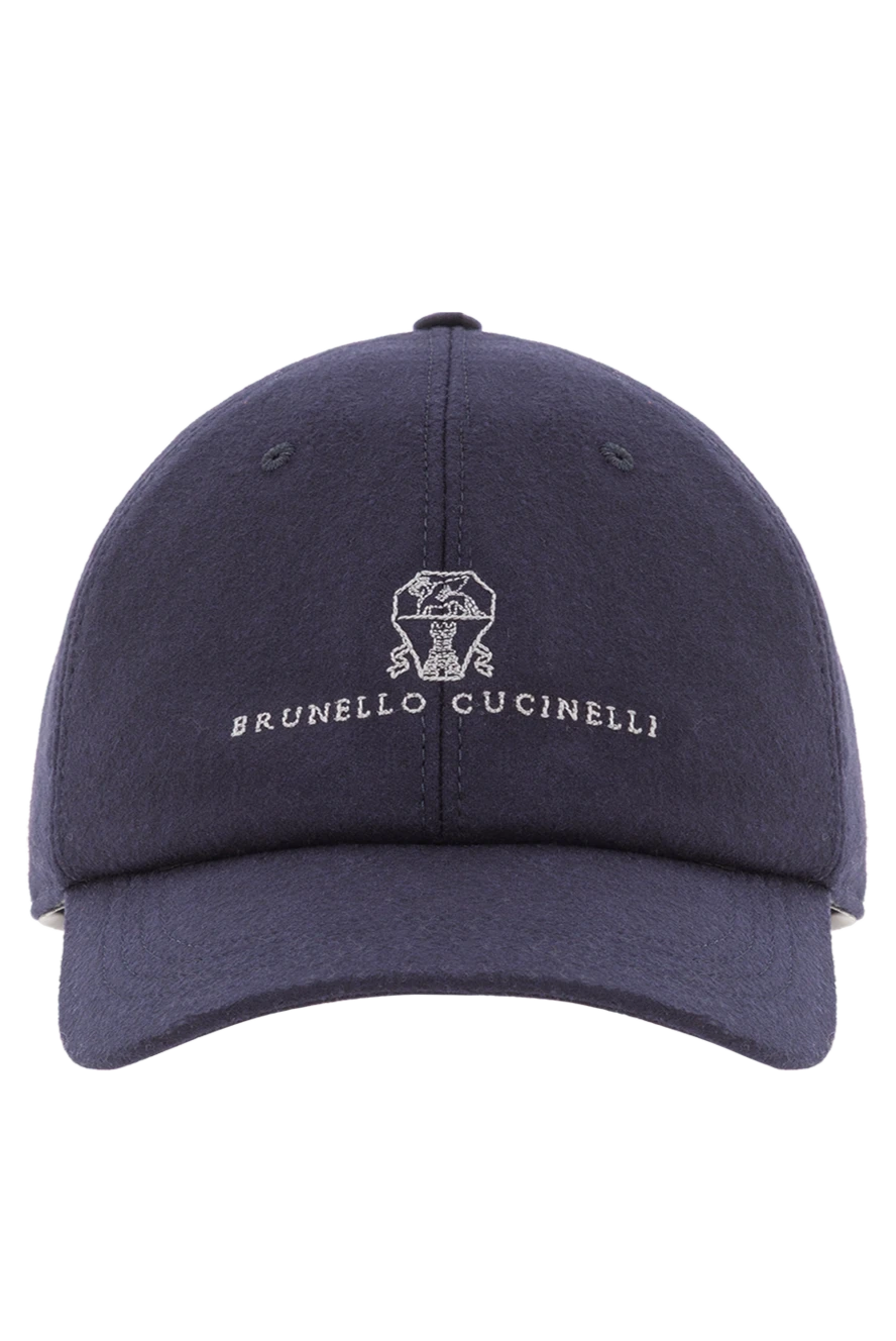 Brunello Cucinelli бейсболка из натуральной шерстяной фланели с вышитым логотипом синяя 187978 - фото 1