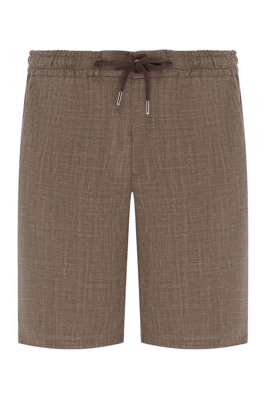 Cesare di Napoli коричневі шорти з натуральних волокон чоловічі на лаштунках. 188010 - фото 1
