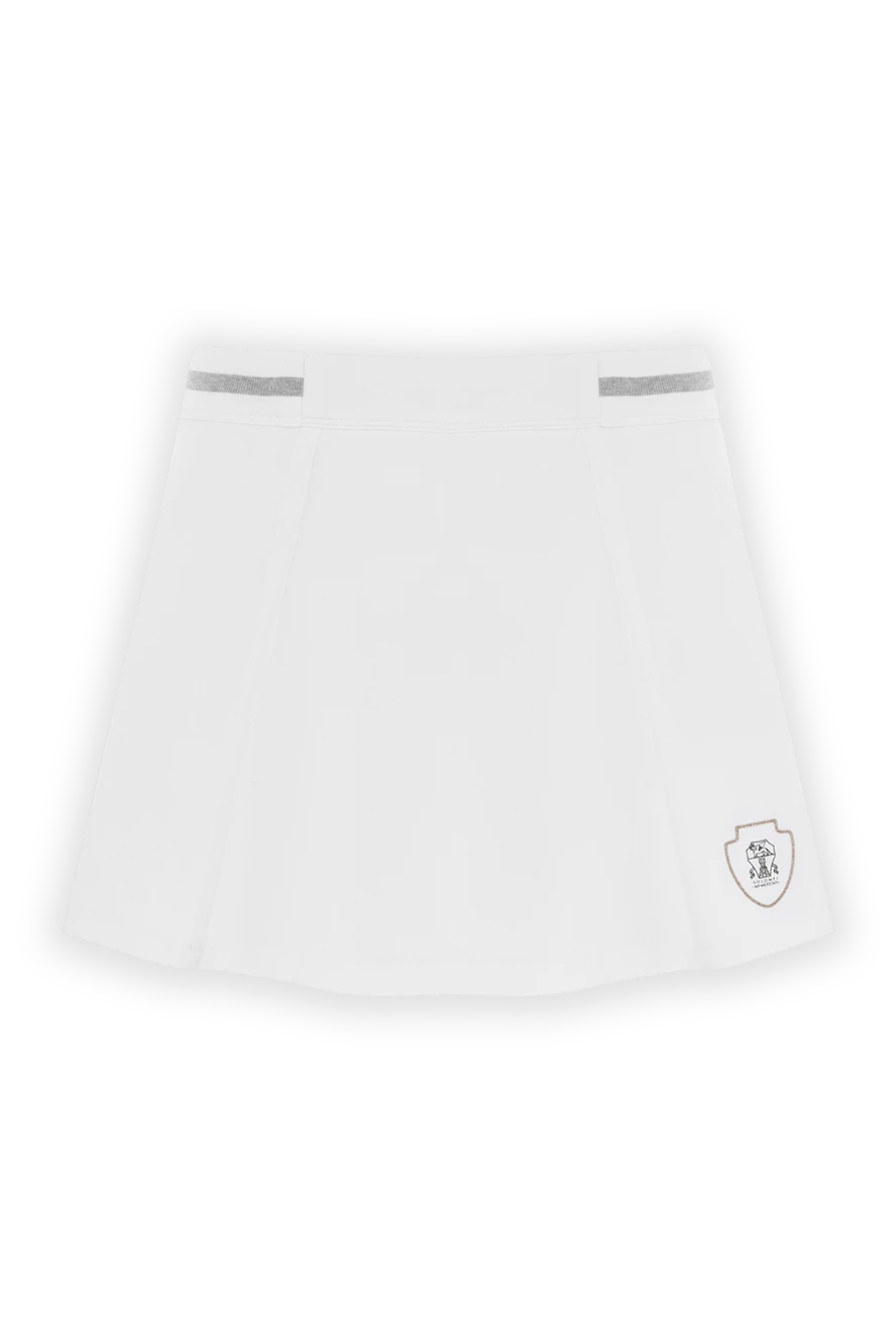 Brunello Cucinelli міні спідниця із бавовни біла з логотипом 188038 - фото 1