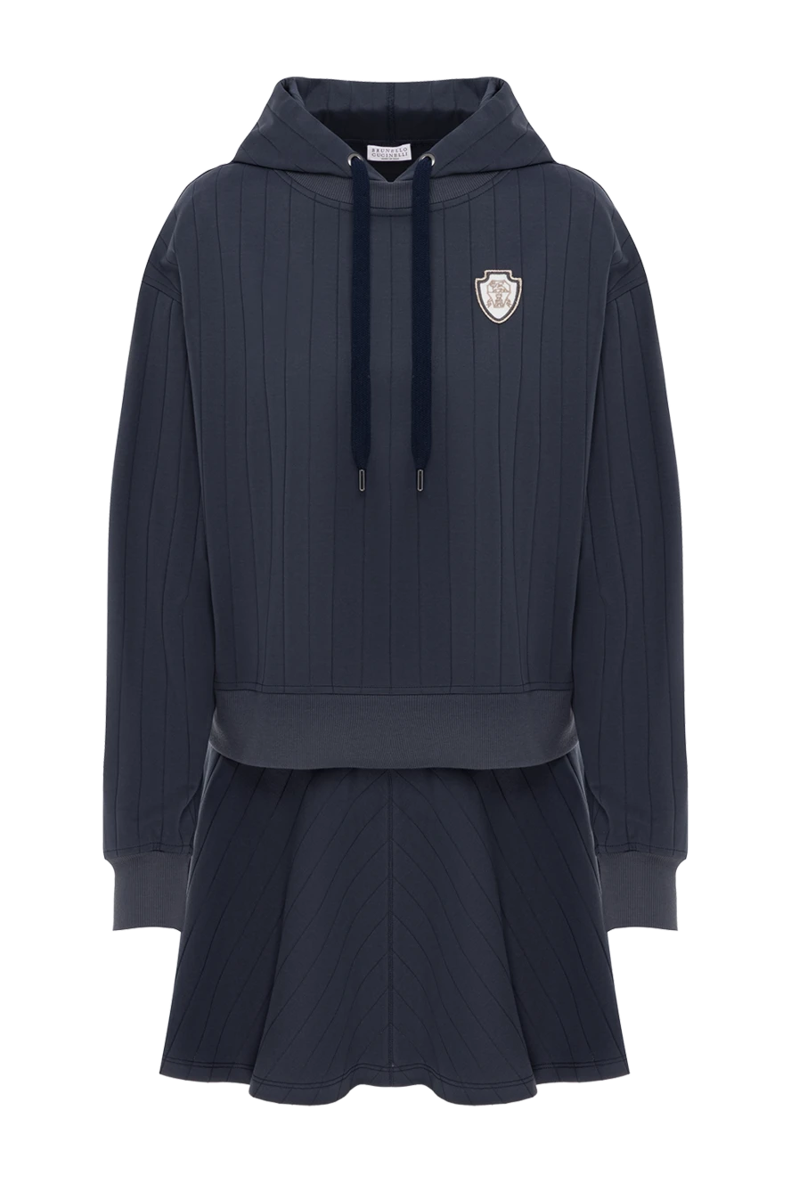 Brunello Cucinelli синій костюм зі спідницею з бавовни жіночий 188043 - фото 1