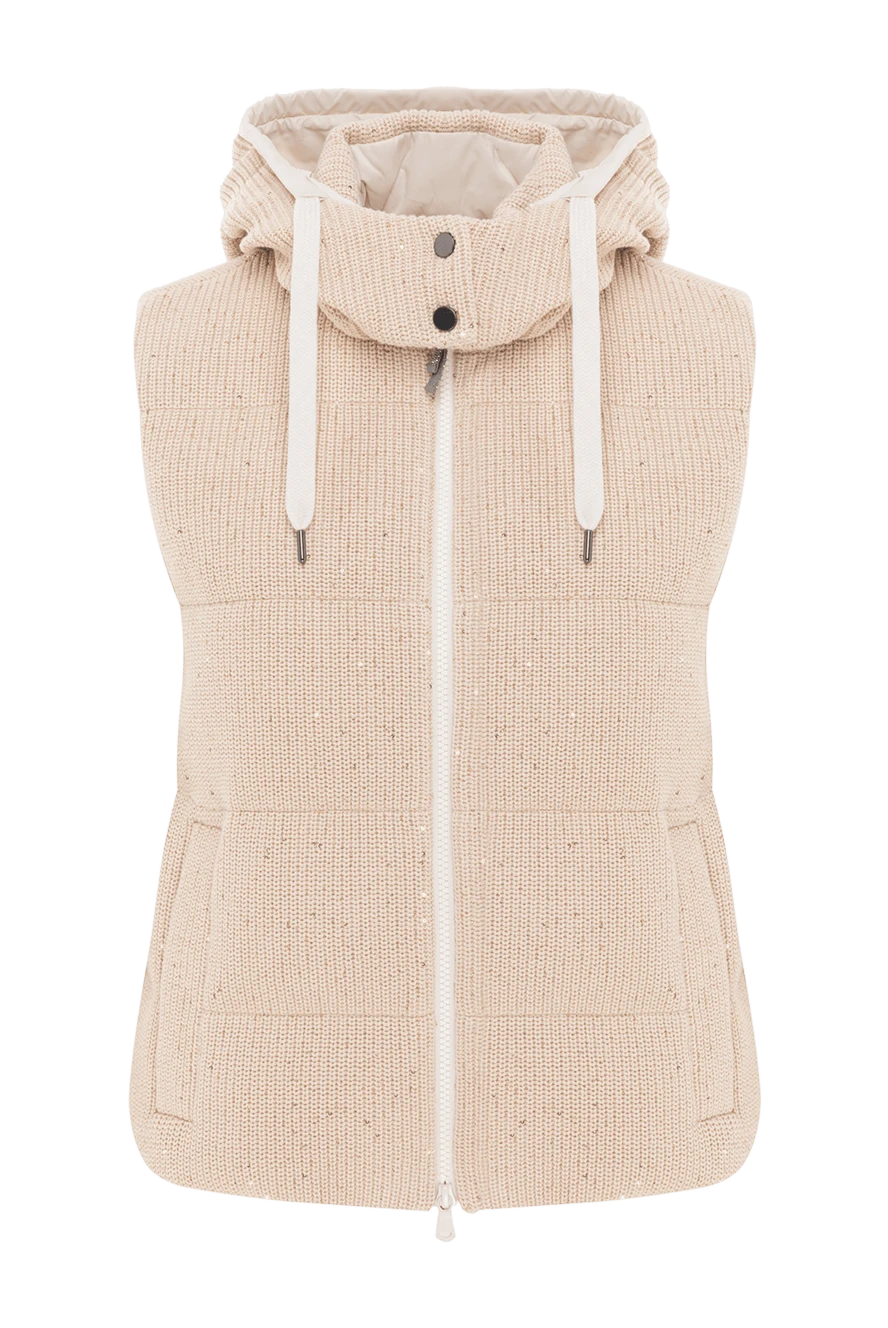 Brunello Cucinelli пуховий жилет із бавовняного трикотажу dazzling в англійську гумку 188047 - фото 1