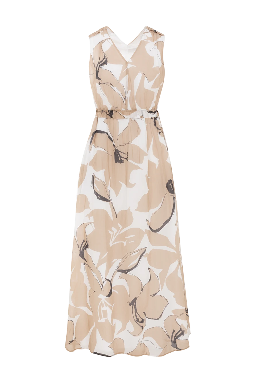 Peserico расклешенное макси платье разноцветное из хлопка без рукавов 188049 - фото 1