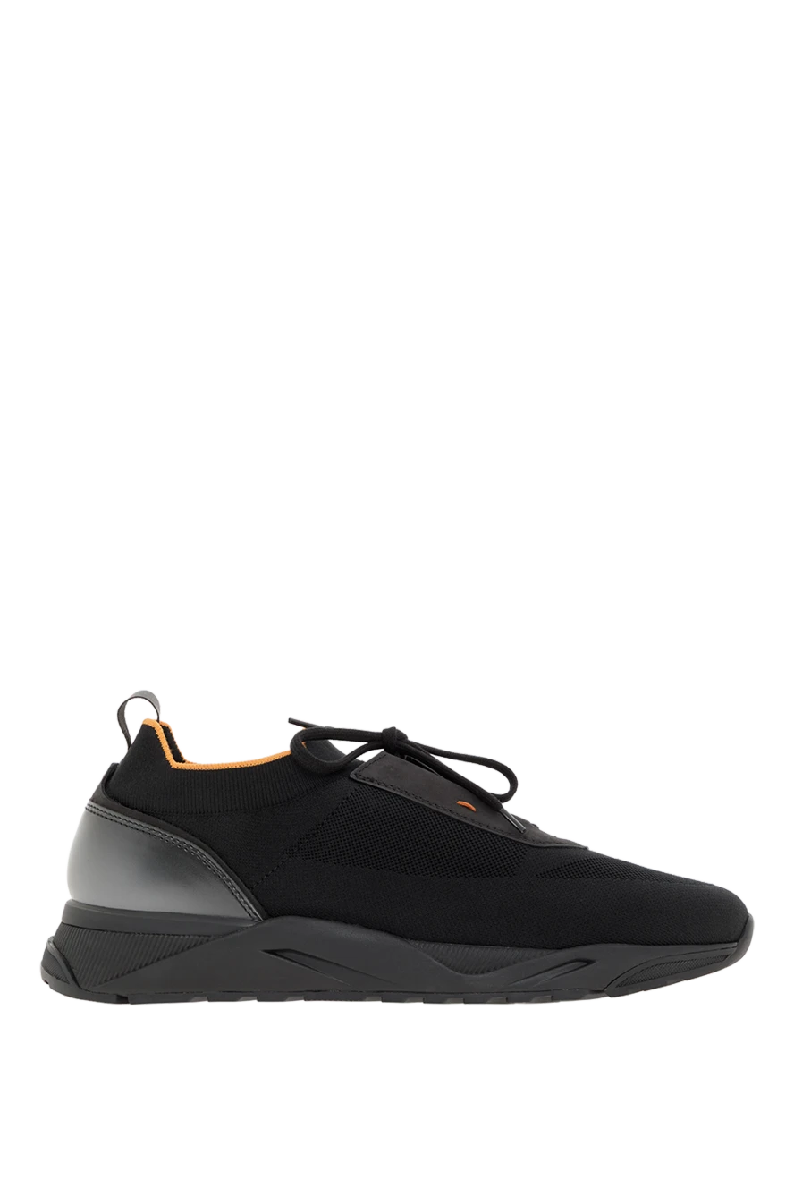 Santoni мужские черные кроссовки из эластичного трикотажа 188196 - фото 1