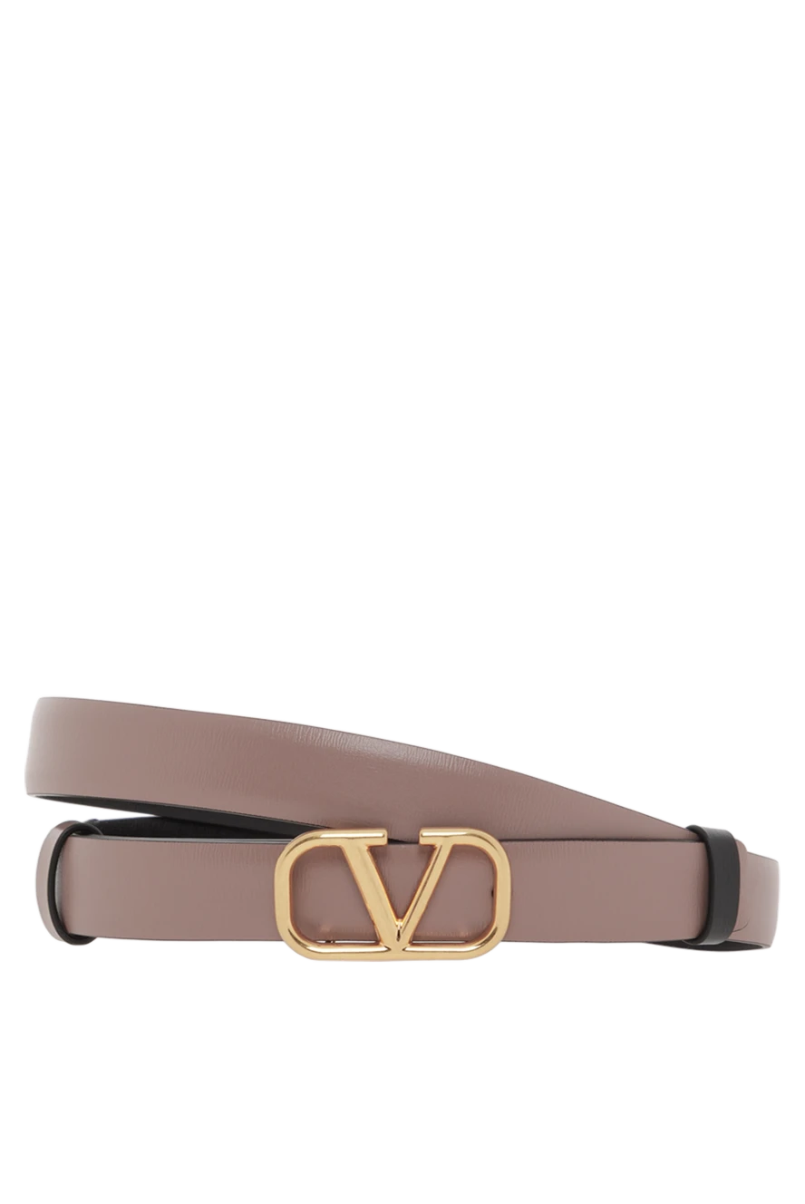Valentino двусторонний бежевый ремень vlogo signature из телячьей кожи 188216 - фото 1