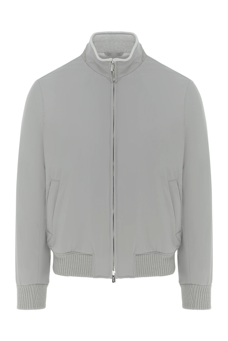 Enrico Mandelli сіра куртка бомбер з контрастним коміром чоловіча 188239 - фото 1