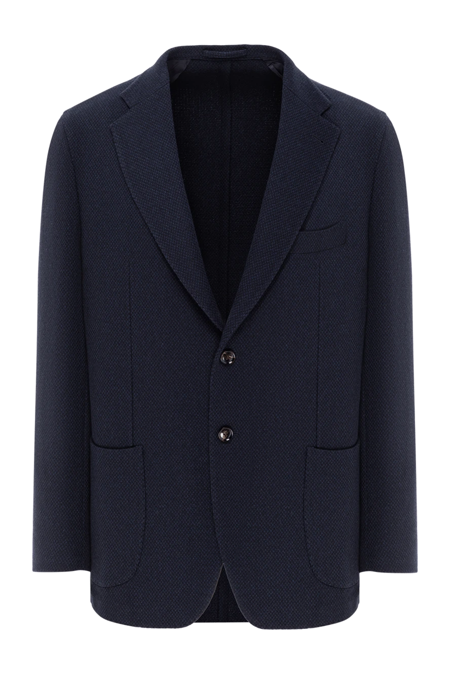 Enrico Mandelli пиджак из кашемира глубокого синего цвета с фактурной поверхностью 188243 - фото 1