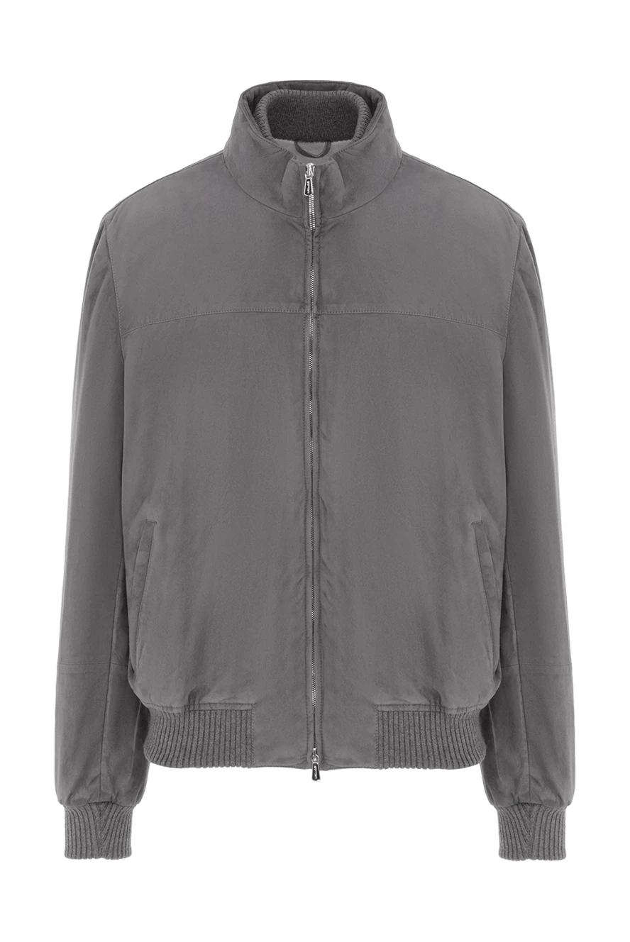 Enrico Mandelli замшева чоловіча сіра куртка з двошаровим коміром. 188256 - фото 1