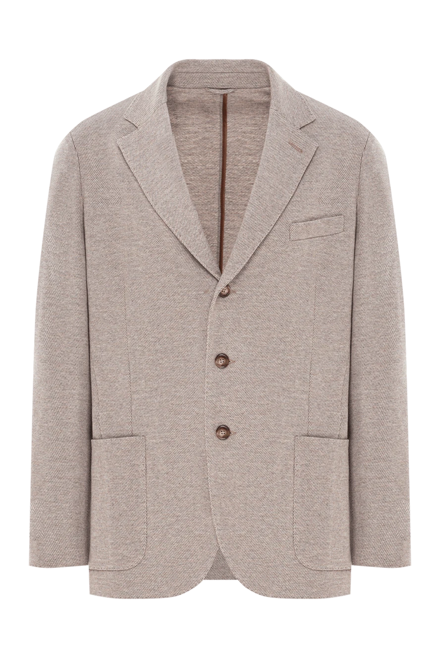 Enrico Mandelli пиджак из хлопка и шерсти в диагональную текстуру с тёплым песочным оттенком 188260 - фото 1