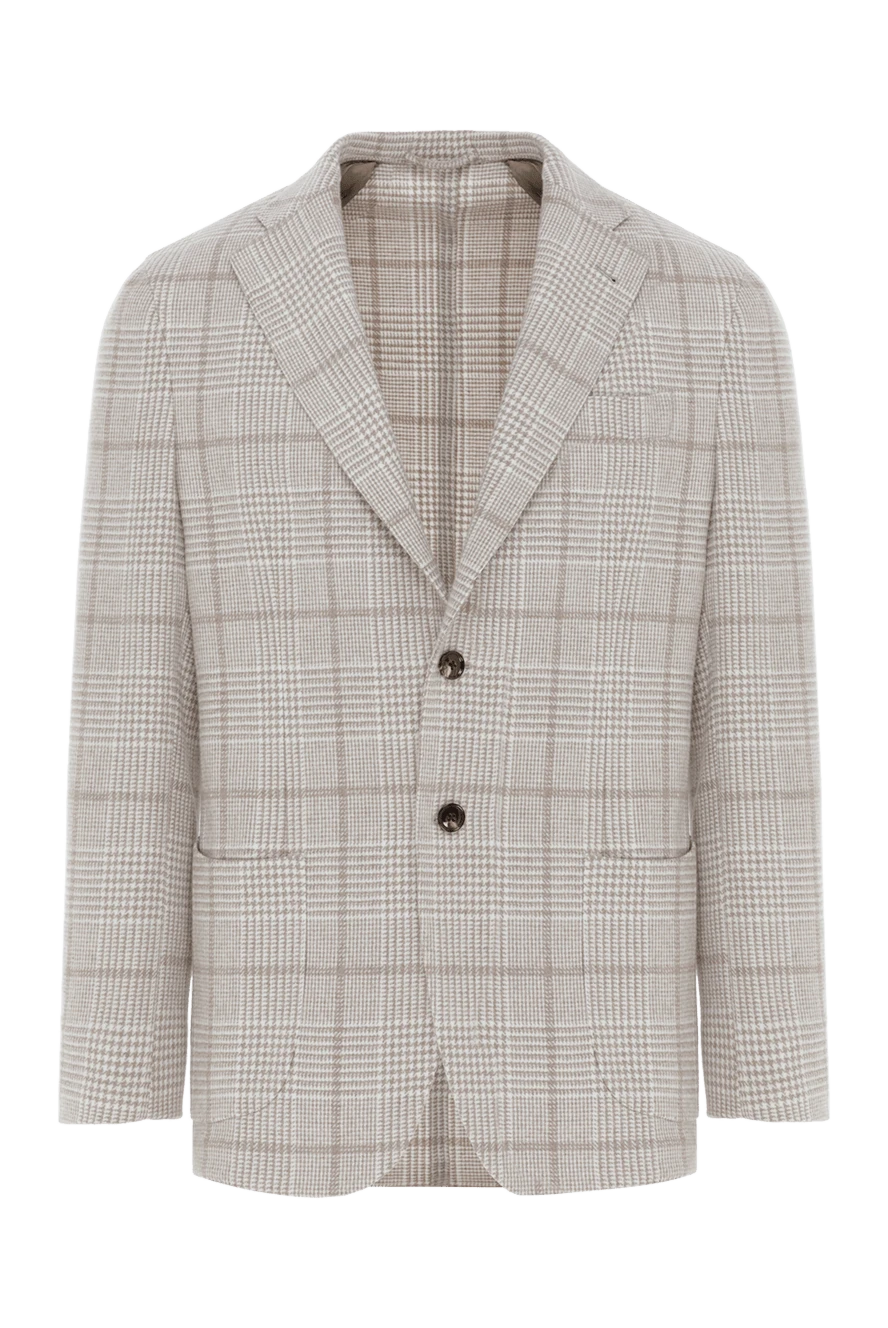 Enrico Mandelli клітчастий бежевий жакет з кашемра для чоловіків 188261 - фото 1