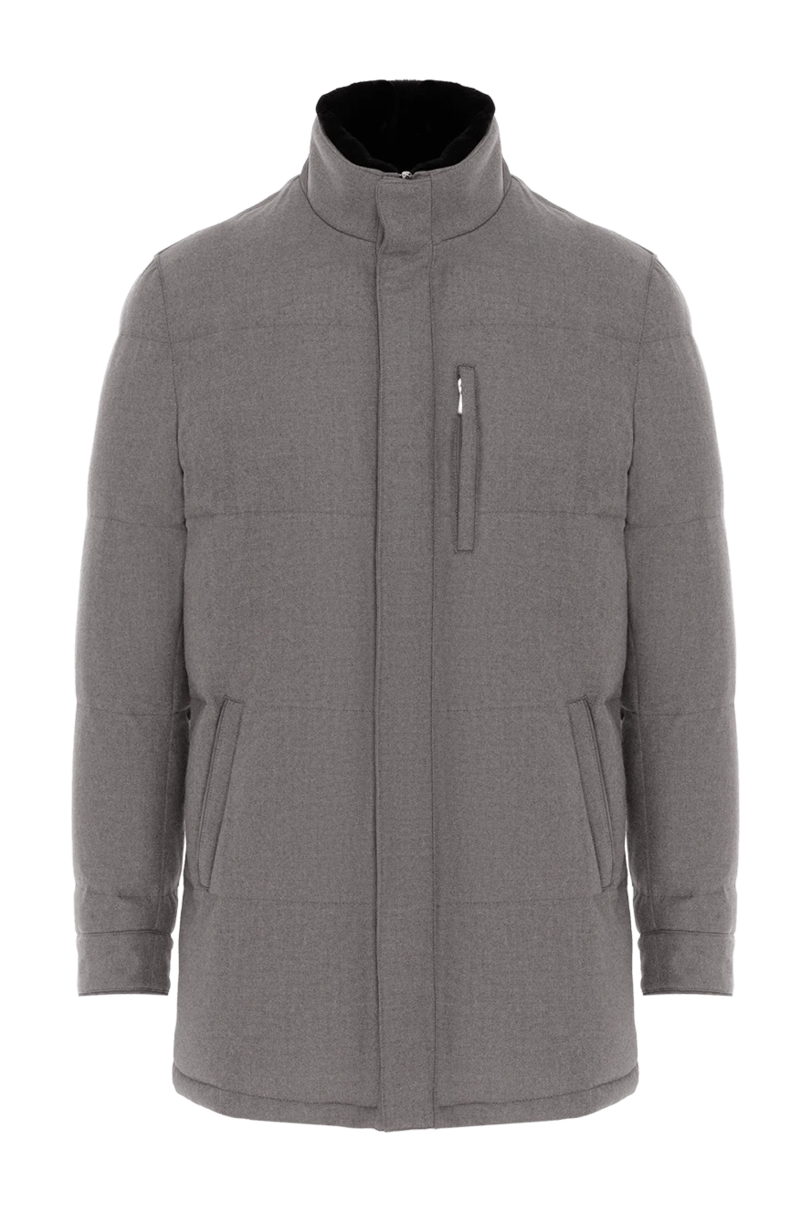 Enrico Mandelli grey men's down jacket made of wool and cashmere with a stand-up collar 188280 - photo 1