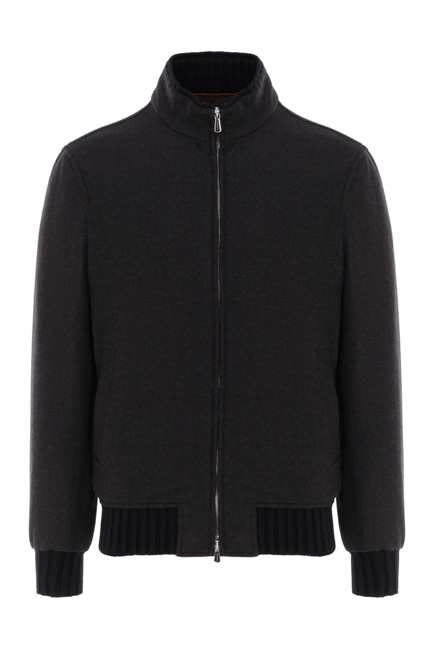 Enrico Mandelli чоловіча куртка із кашеміру синя на блискавці 188287 - фото 1