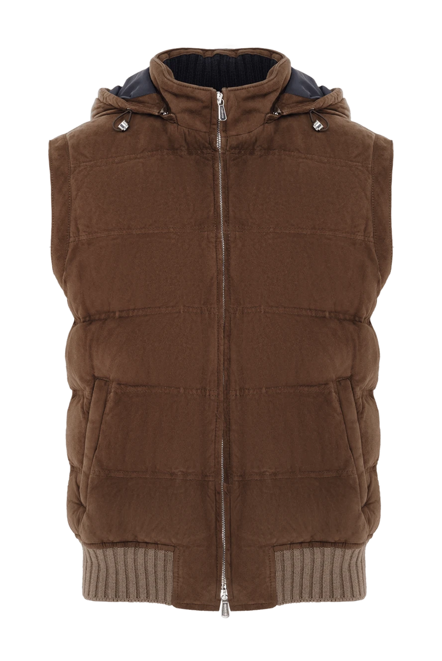 Enrico Mandelli men's suede vest with hood and zip brown 188290 - photo 1