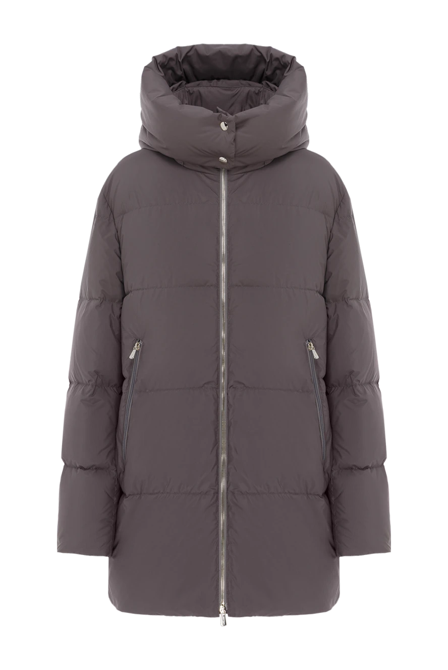 Enrico Mandelli коричневый пуховик женский с капюшоном 188296 - фото 1