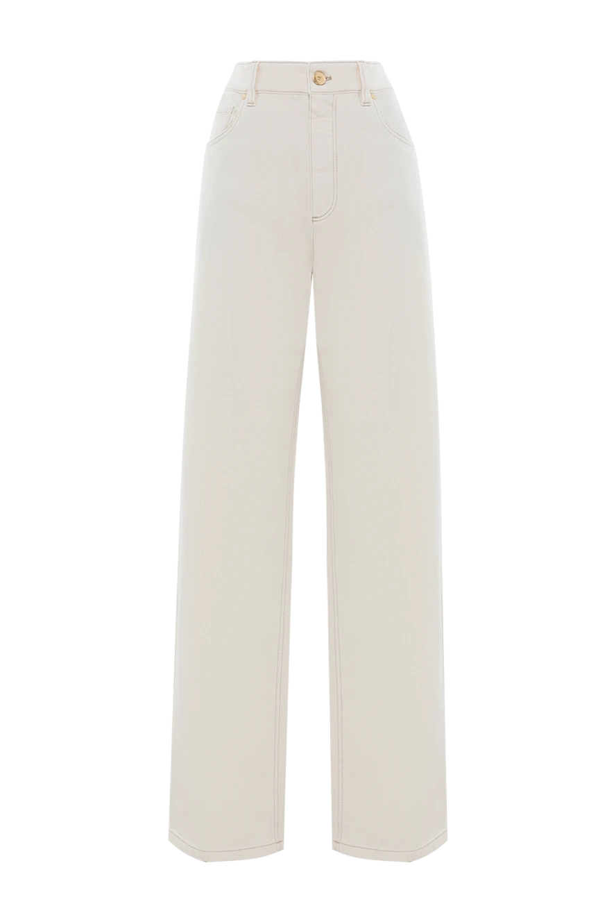 Brunello Cucinelli white cotton jeans with monil chain women 188311 - photo 1