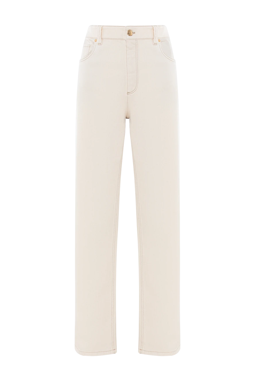 Brunello Cucinelli білі джинси бавовняні з ланцюжком моніль жіночі 188311 - фото 1