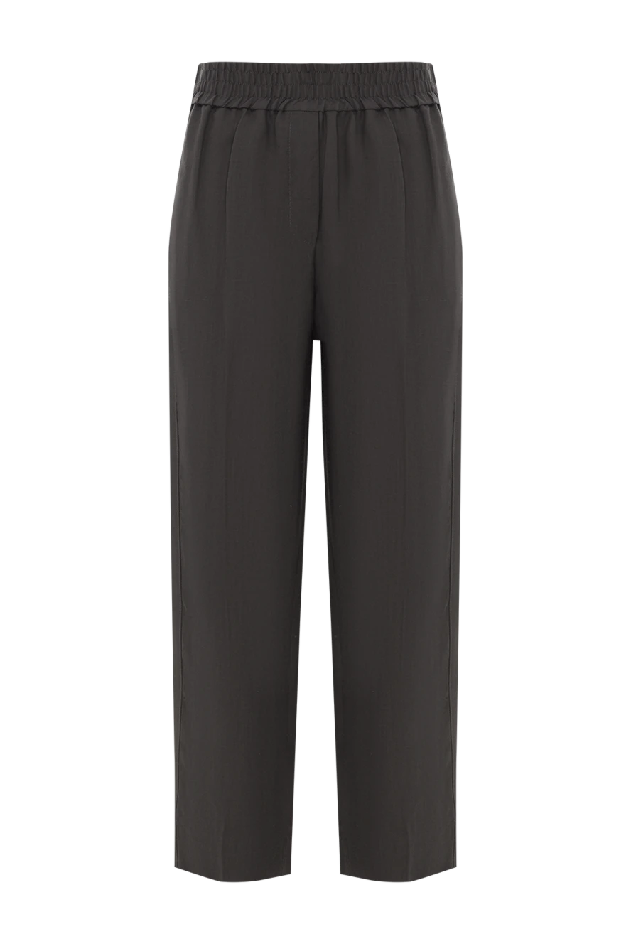 Brunello Cucinelli brown women's trousers with elastic waistband and tucks 188327 - photo 1